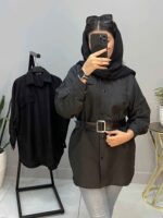 شومیز مانتویی مشکی ساده